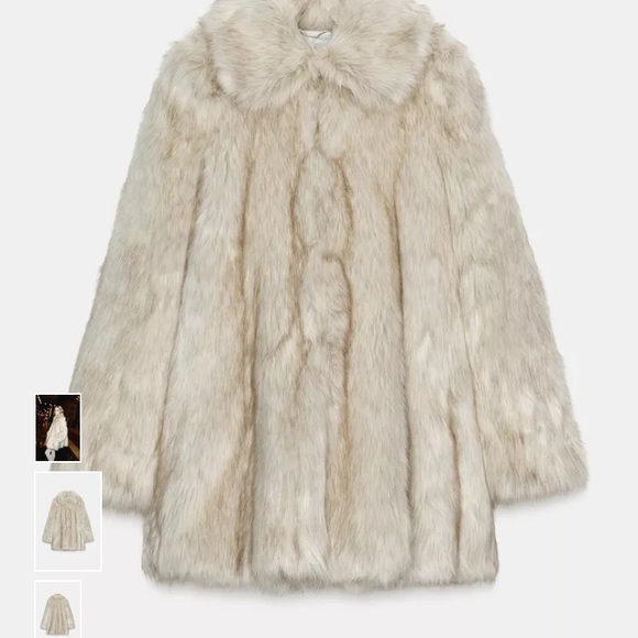 Zara Jackets & Blazers - Zara FAUX FUR COAT WITH PADDED SHOULDERS